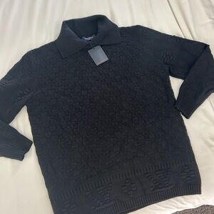 Louis Vuitton Damier Signature Collared knit Sweater black XL